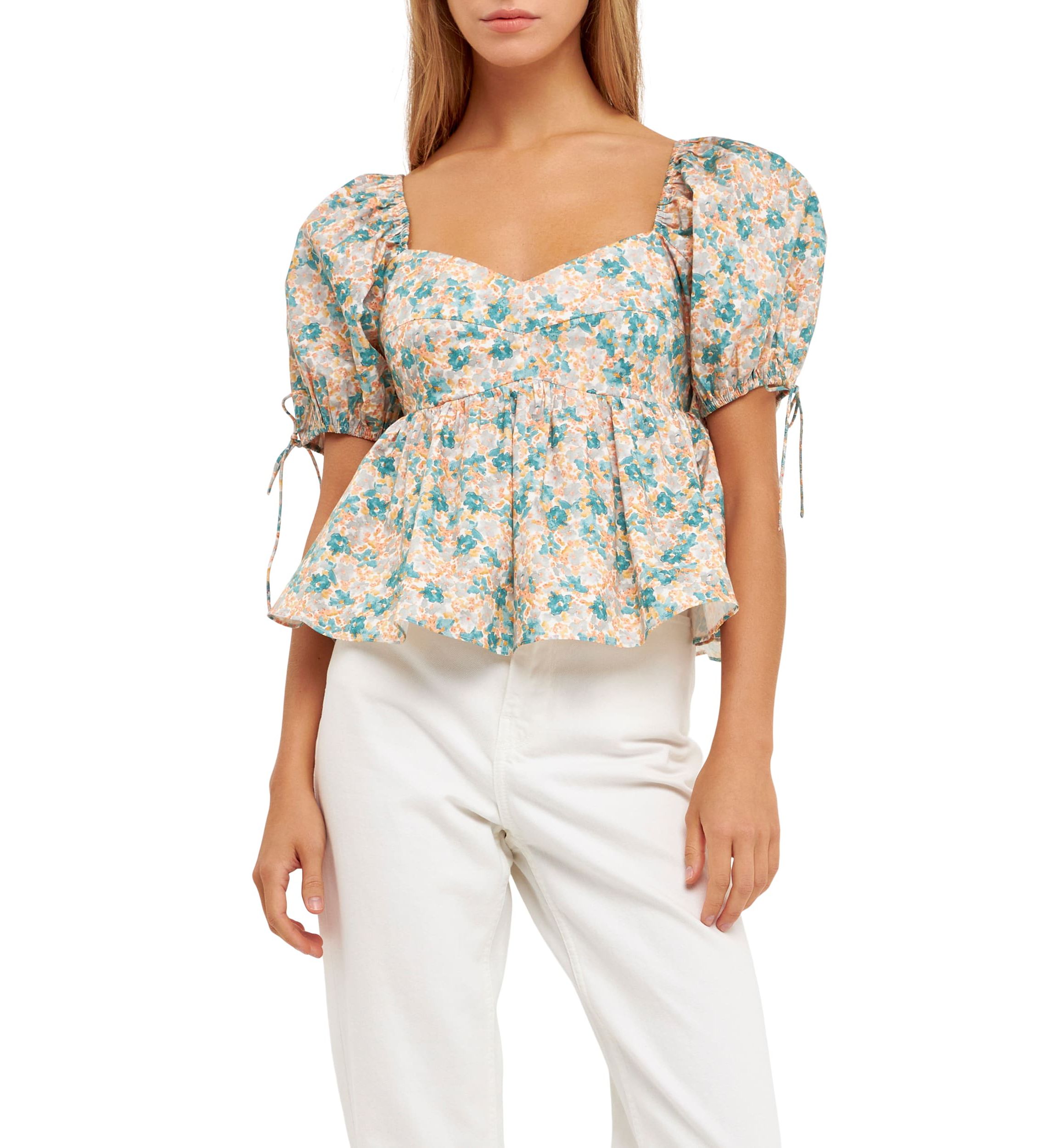 Floral Puff Sleeve Top