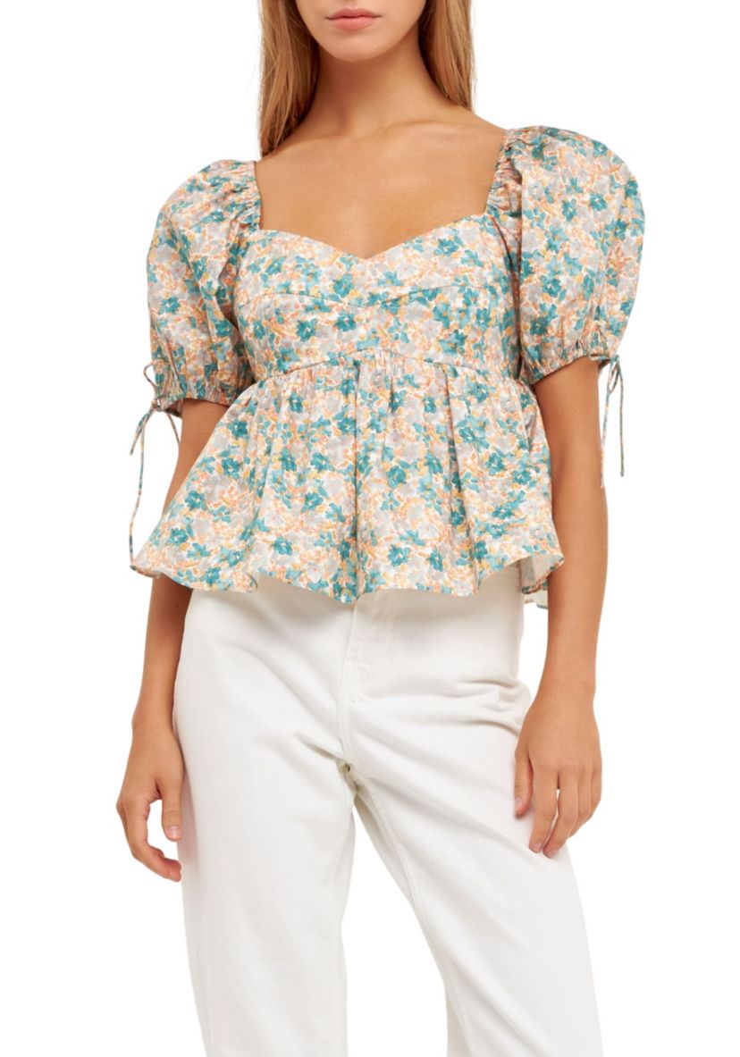 Floral Puff Sleeve Top