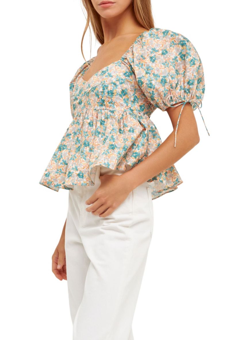 Floral Puff Sleeve Top