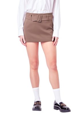 ENGLISH FACTORY Women's Belted Low Waist Skort, Large