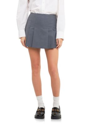 ENGLISH FACTORY Women's Pleated Mid Rise Skorts, Grey, Medium