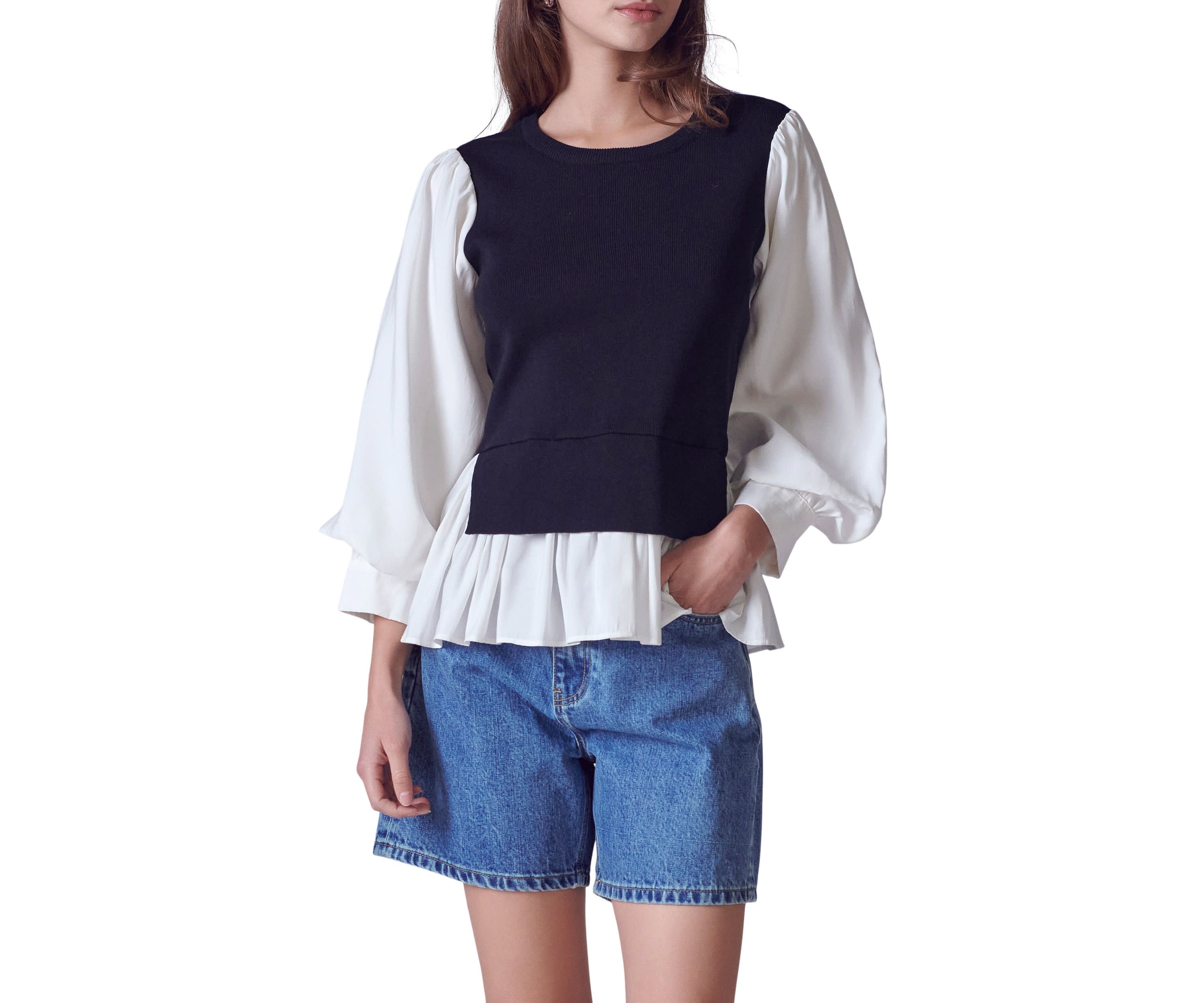 Mixed Media Knit Top