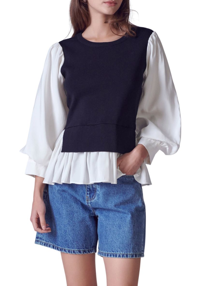 Mixed Media Knit Top