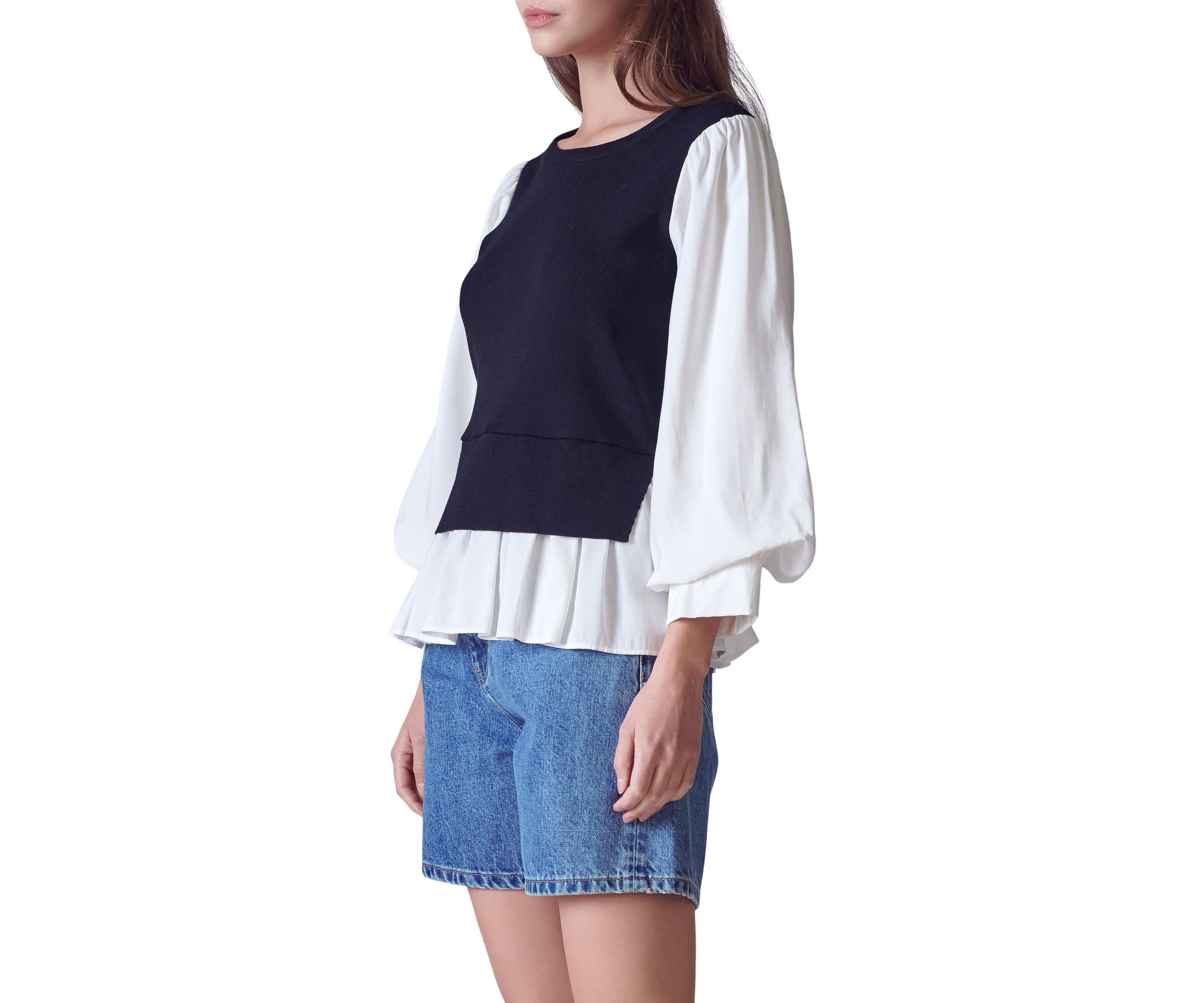 Mixed Media Knit Top