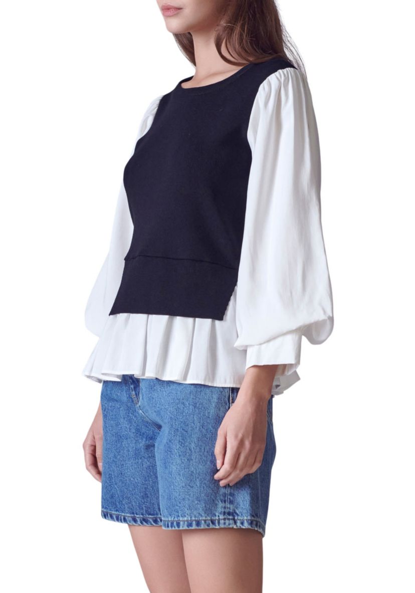 Mixed Media Knit Top