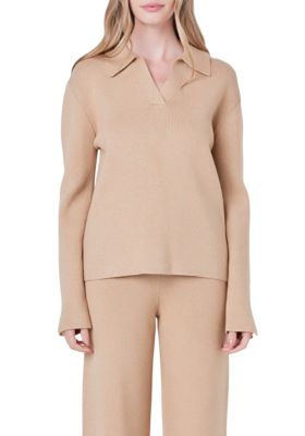ENGLISH FACTORY Women's Collared Knit Sweater, Small