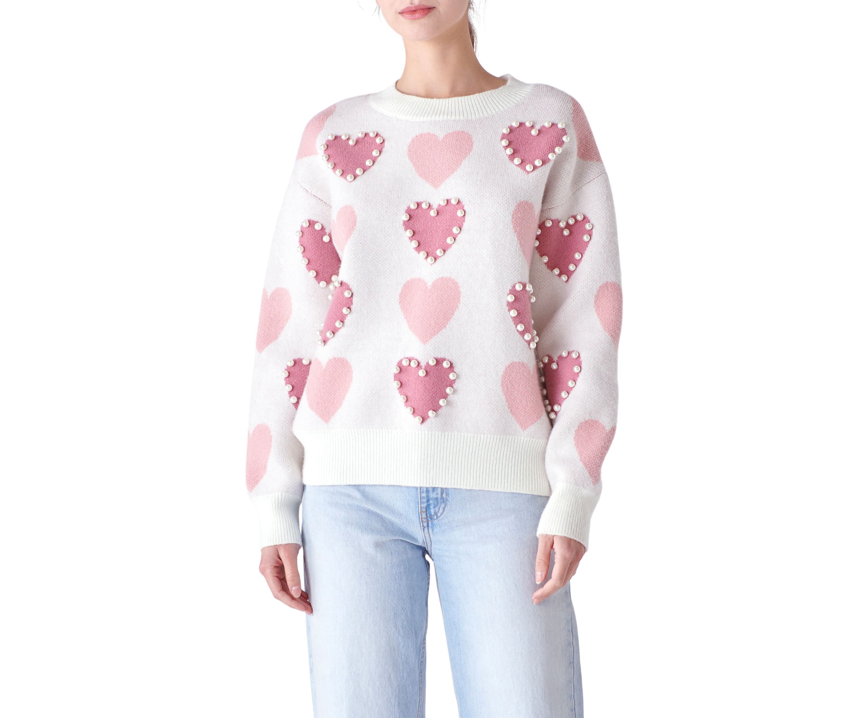 Pearl with Heart Pattern Sweater
