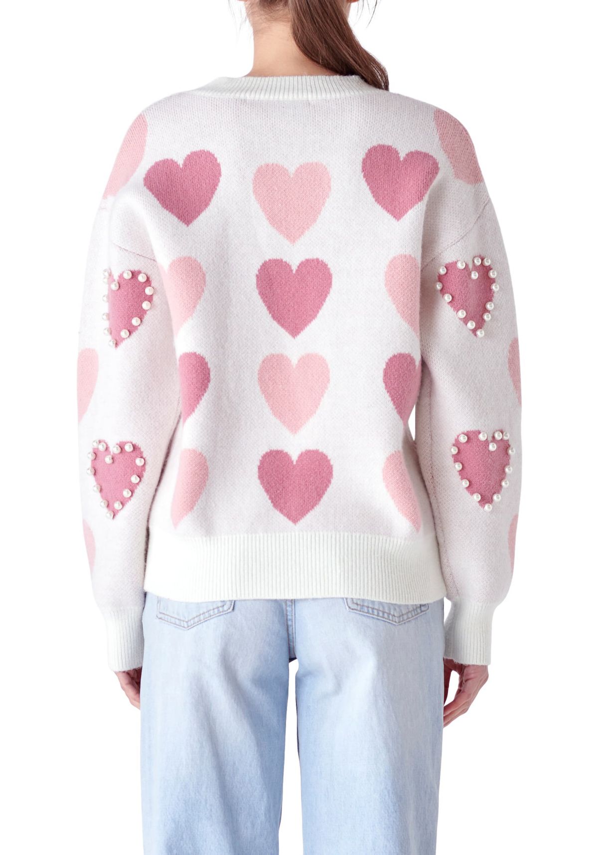 Pearl with Heart Pattern Sweater