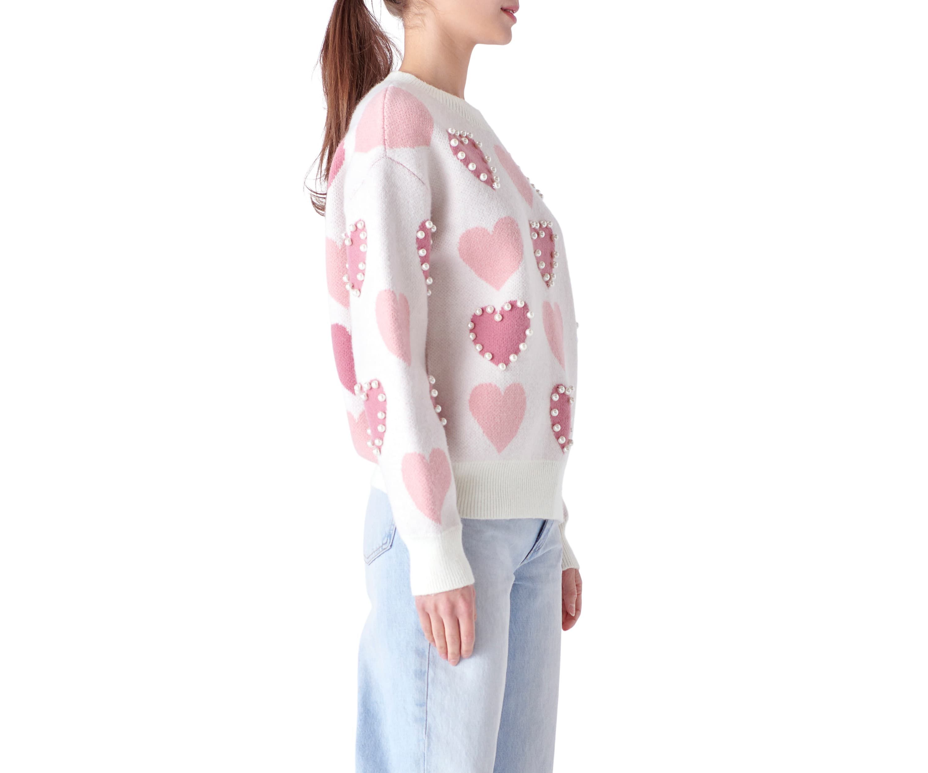 Pearl with Heart Pattern Sweater