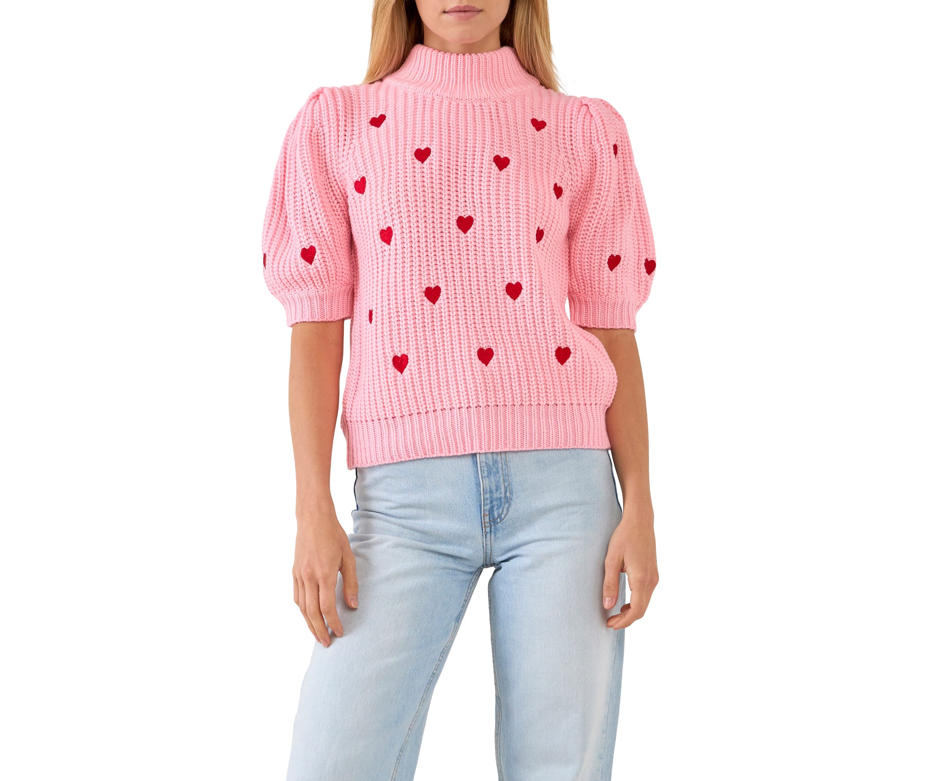 Heart Shape Embroidery Sweater