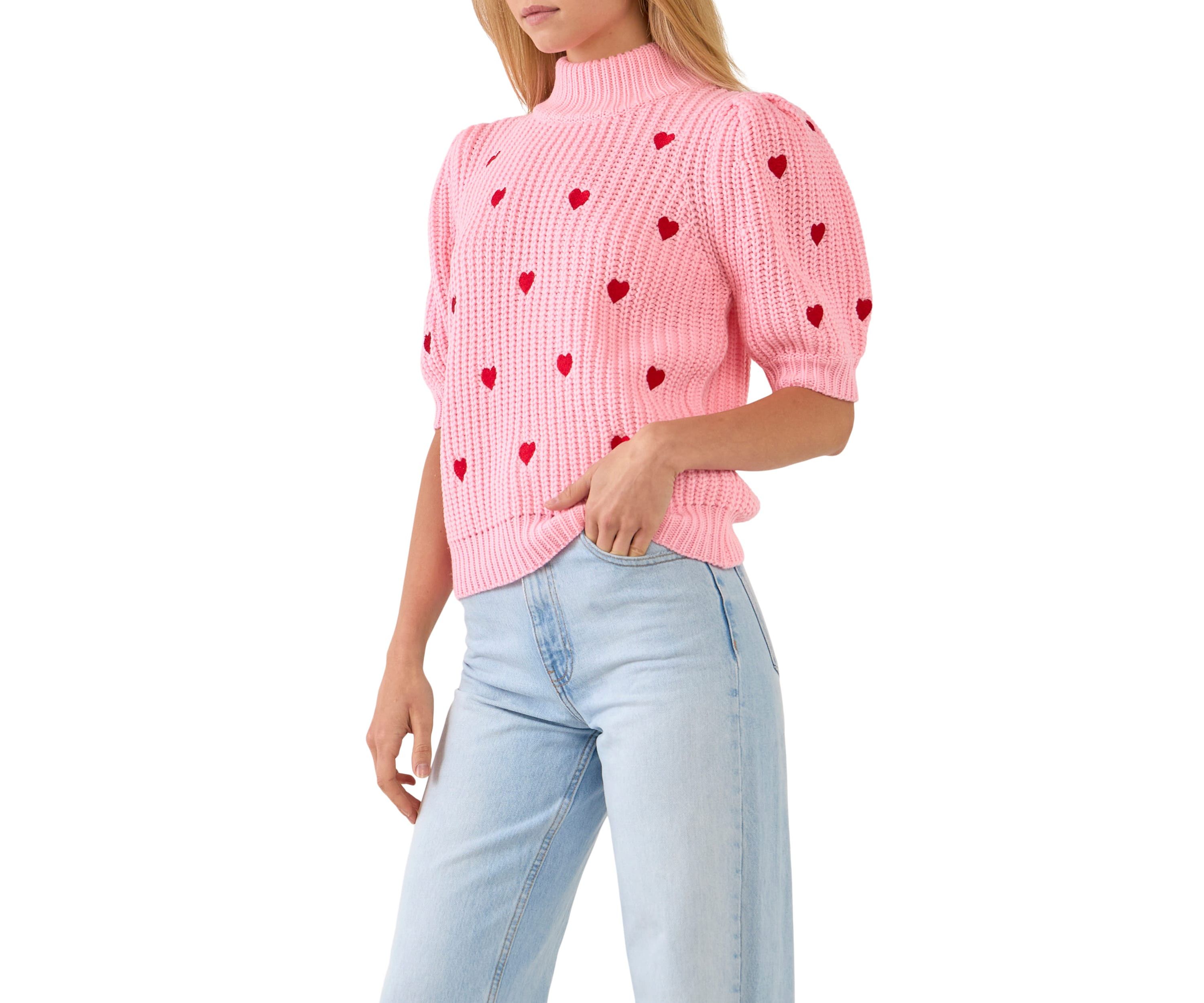 Heart Shape Embroidery Sweater
