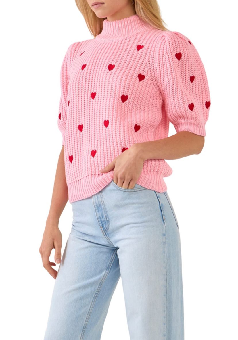 Heart Shape Embroidery Sweater