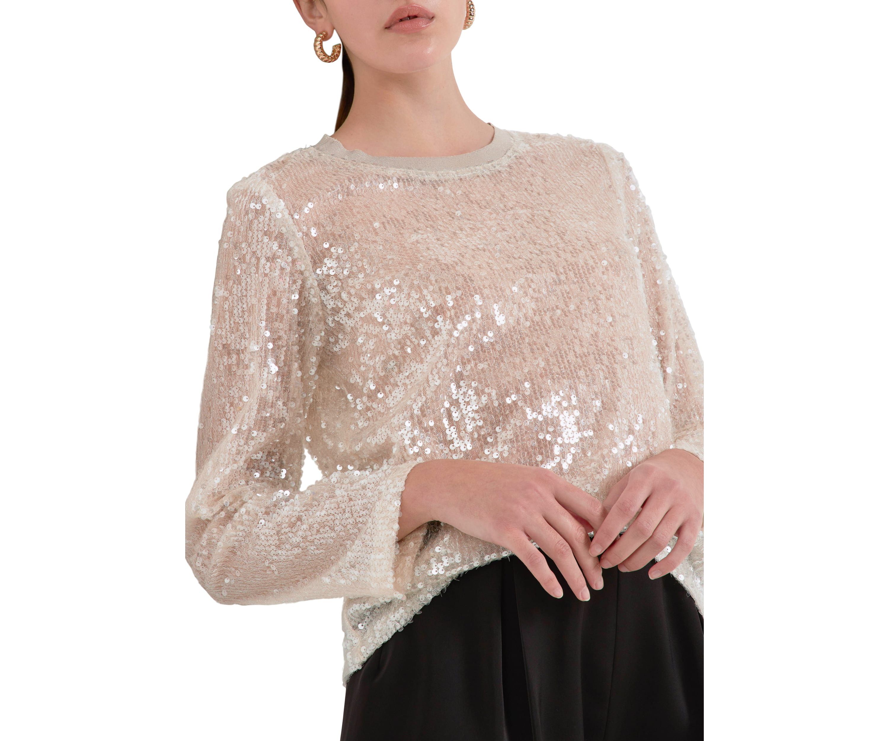 Sequin Sheer Top