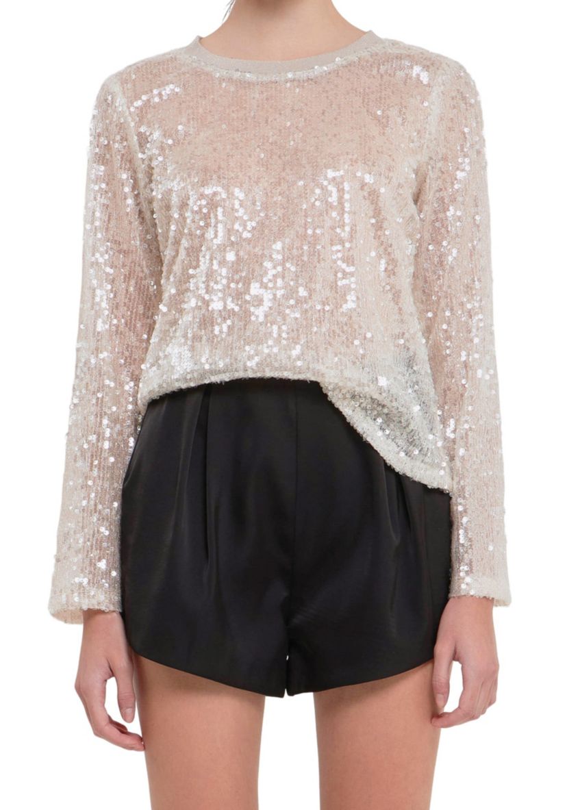 Sequin Sheer Top
