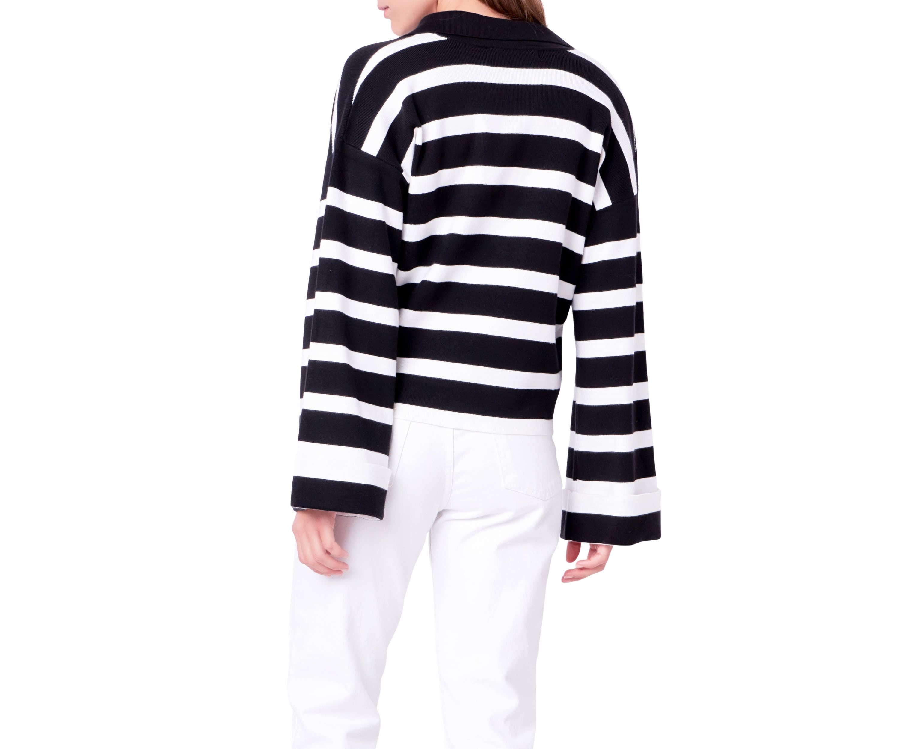 Striped Collared Cropped Sweater