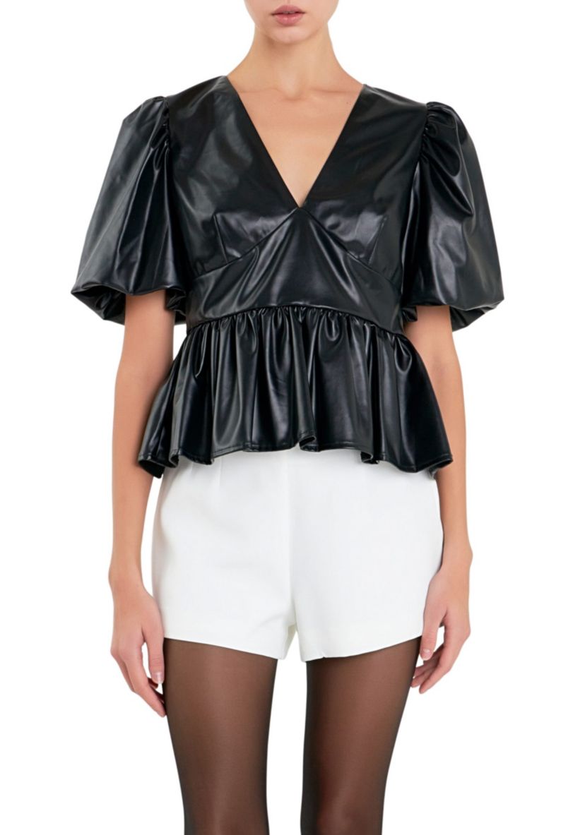 Leather Peplum Top