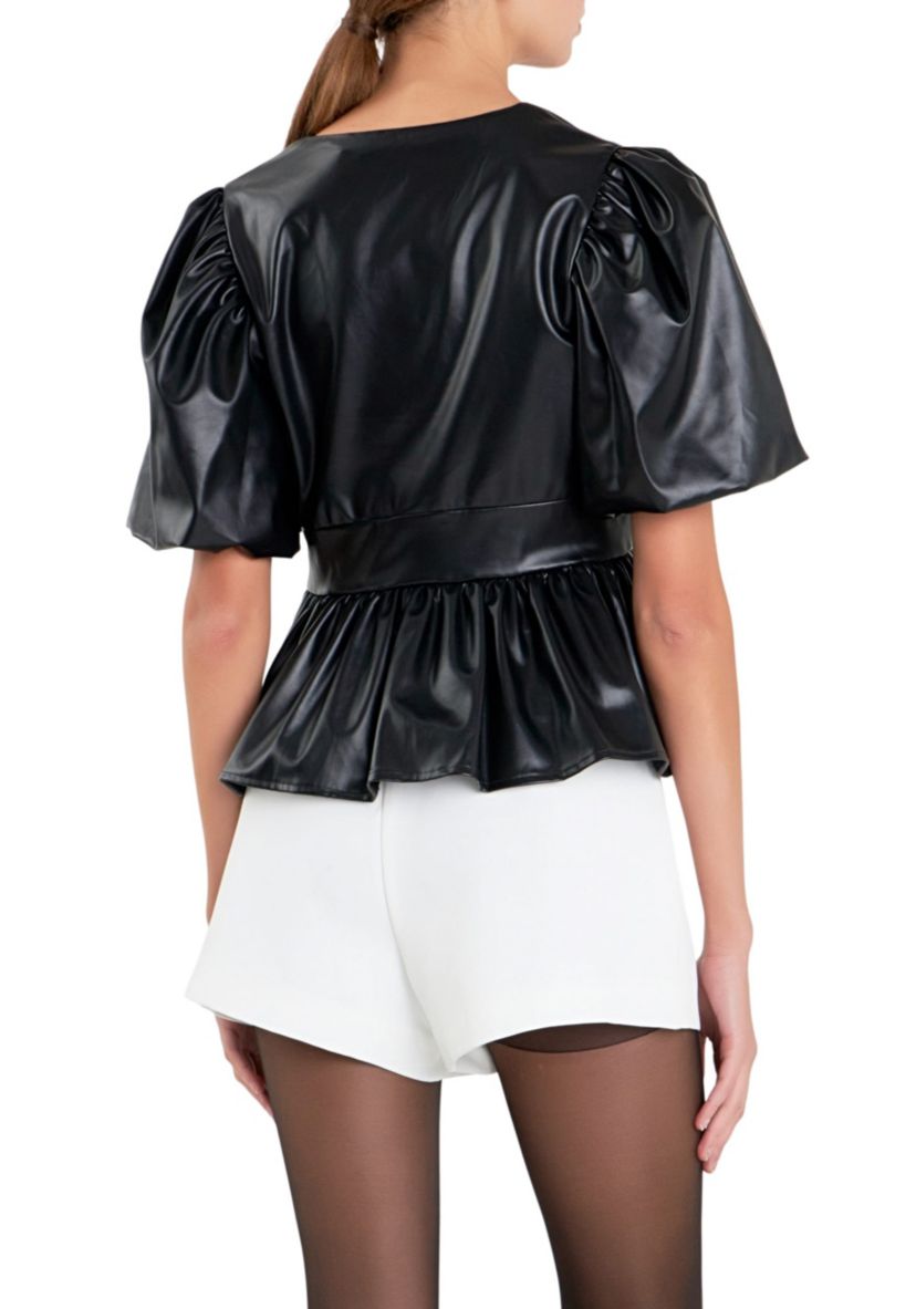 Leather Peplum Top