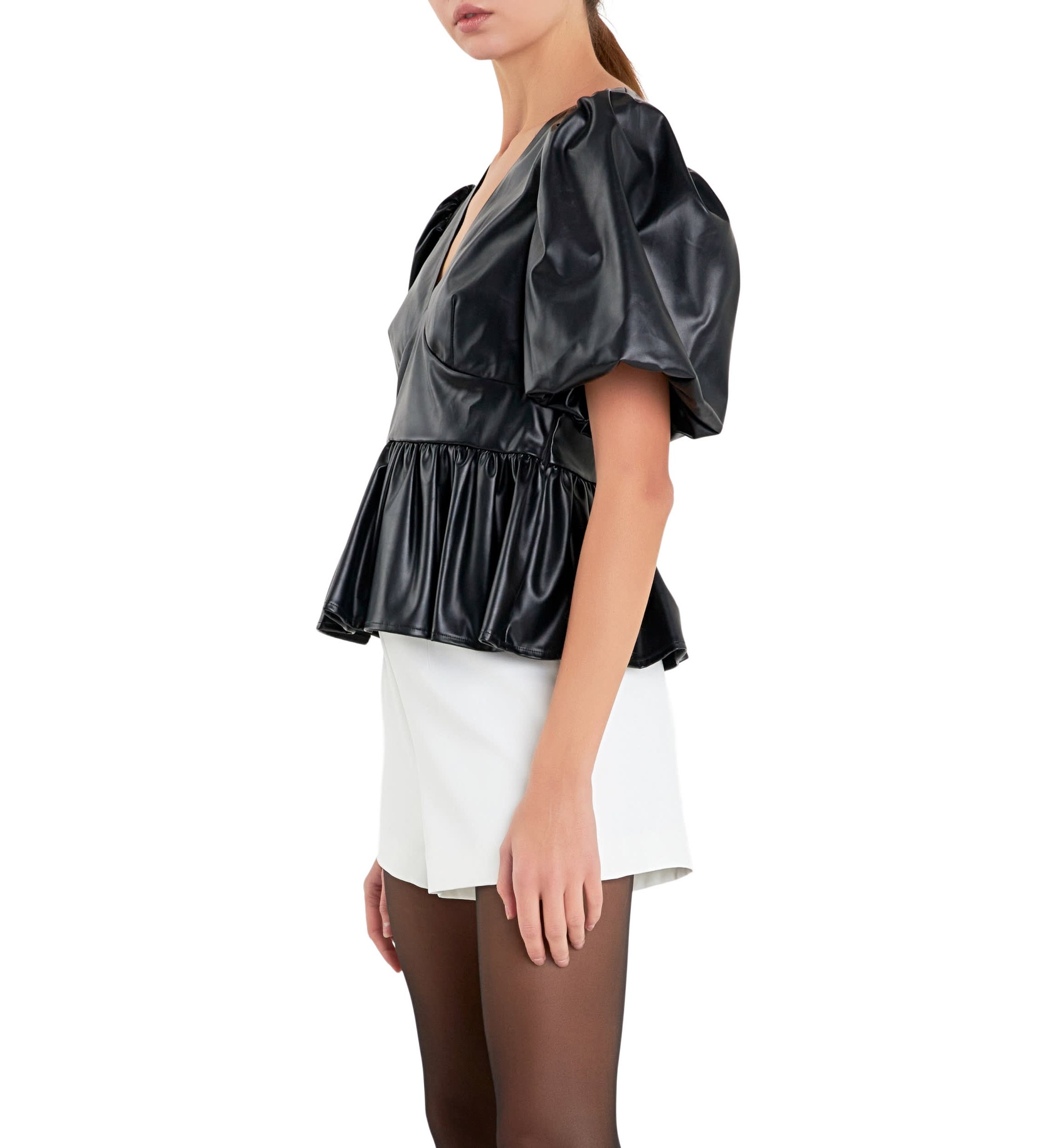 Leather Peplum Top