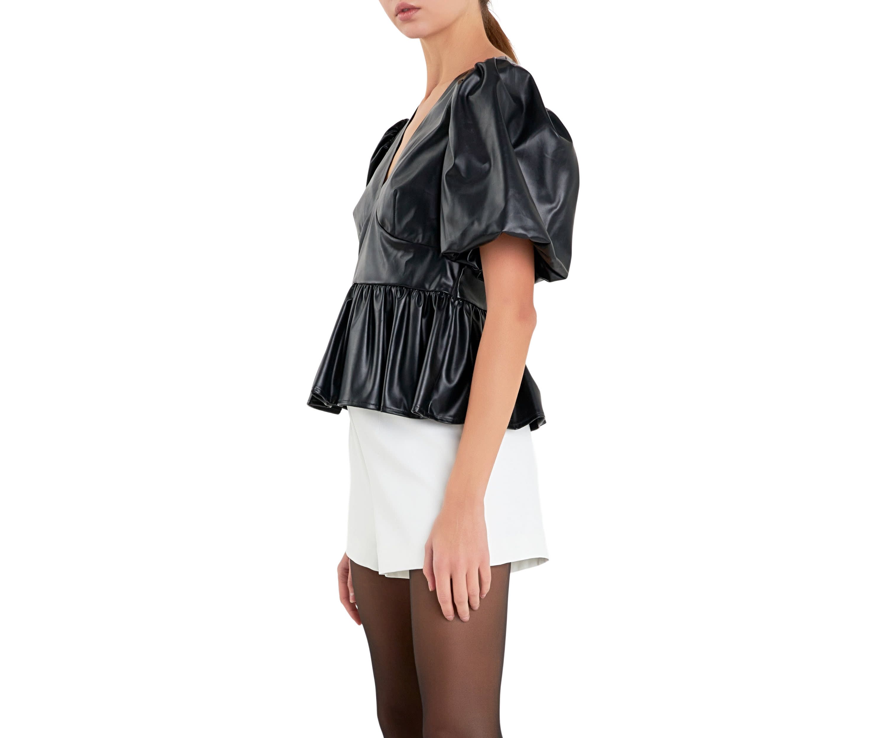 Leather Peplum Top