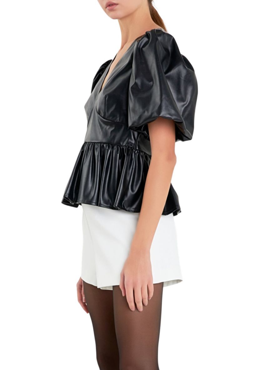 Leather Peplum Top