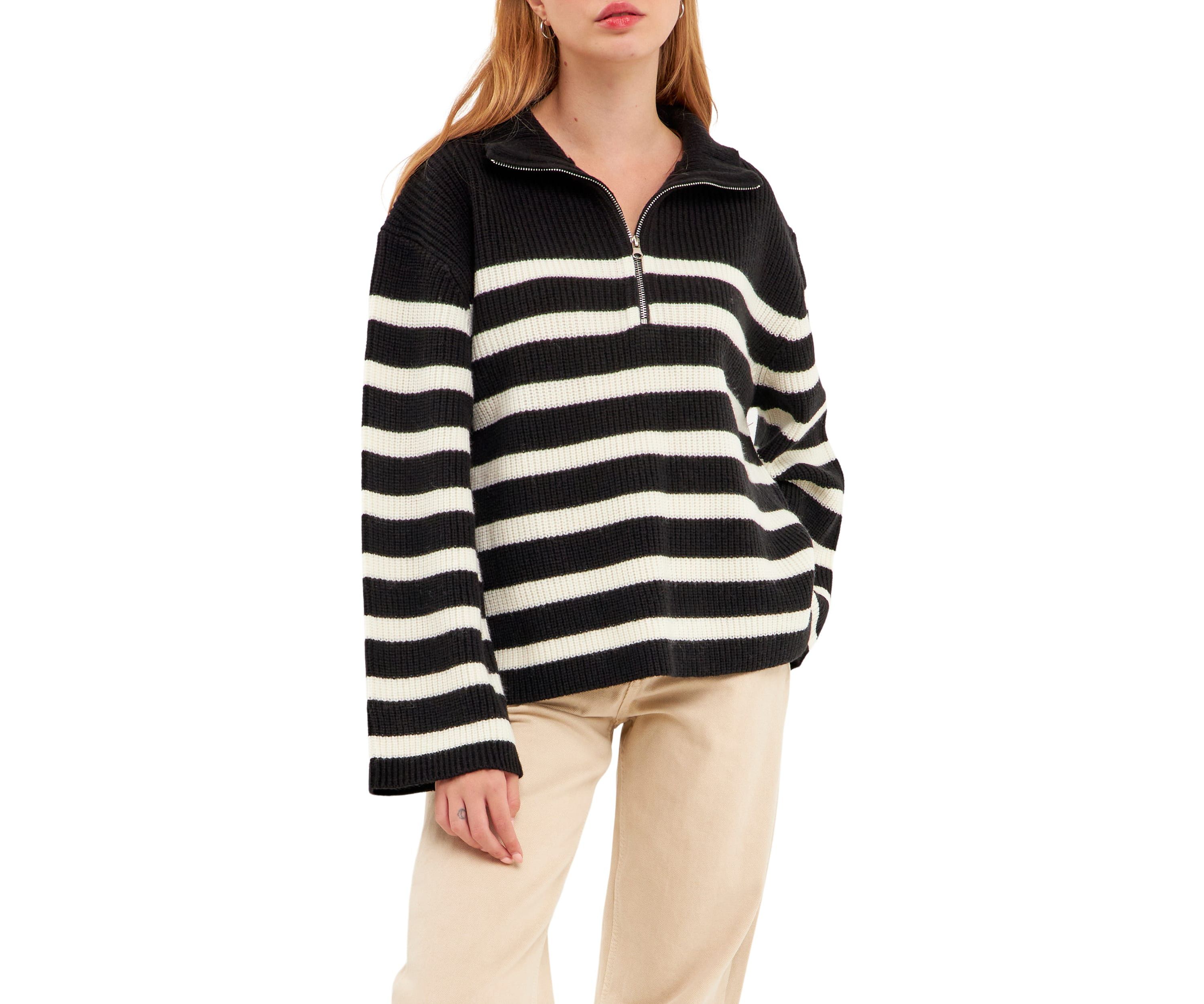 Striped Half-Zip Sweater