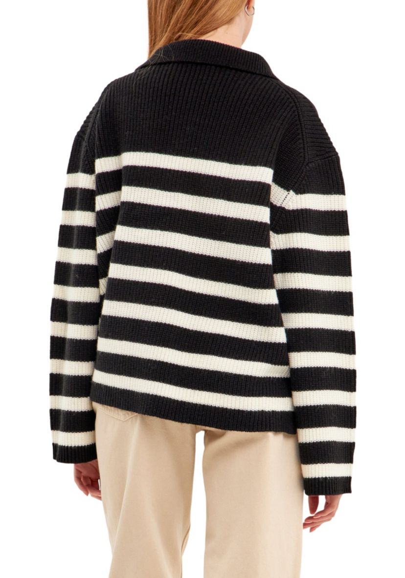 Striped Half-Zip Sweater