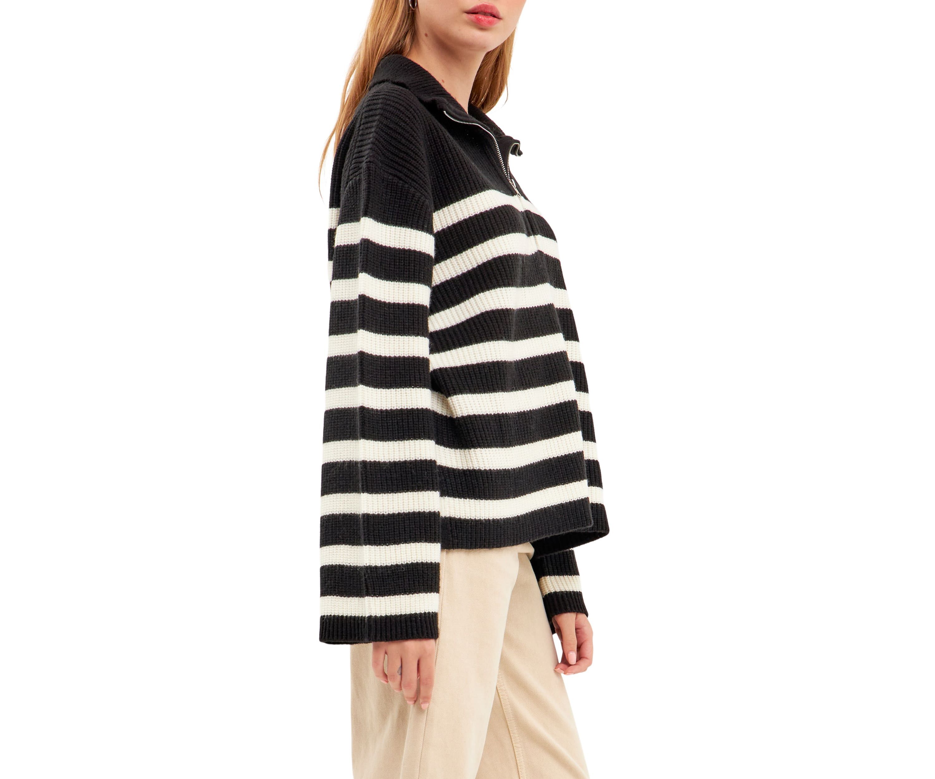 Striped Half-Zip Sweater
