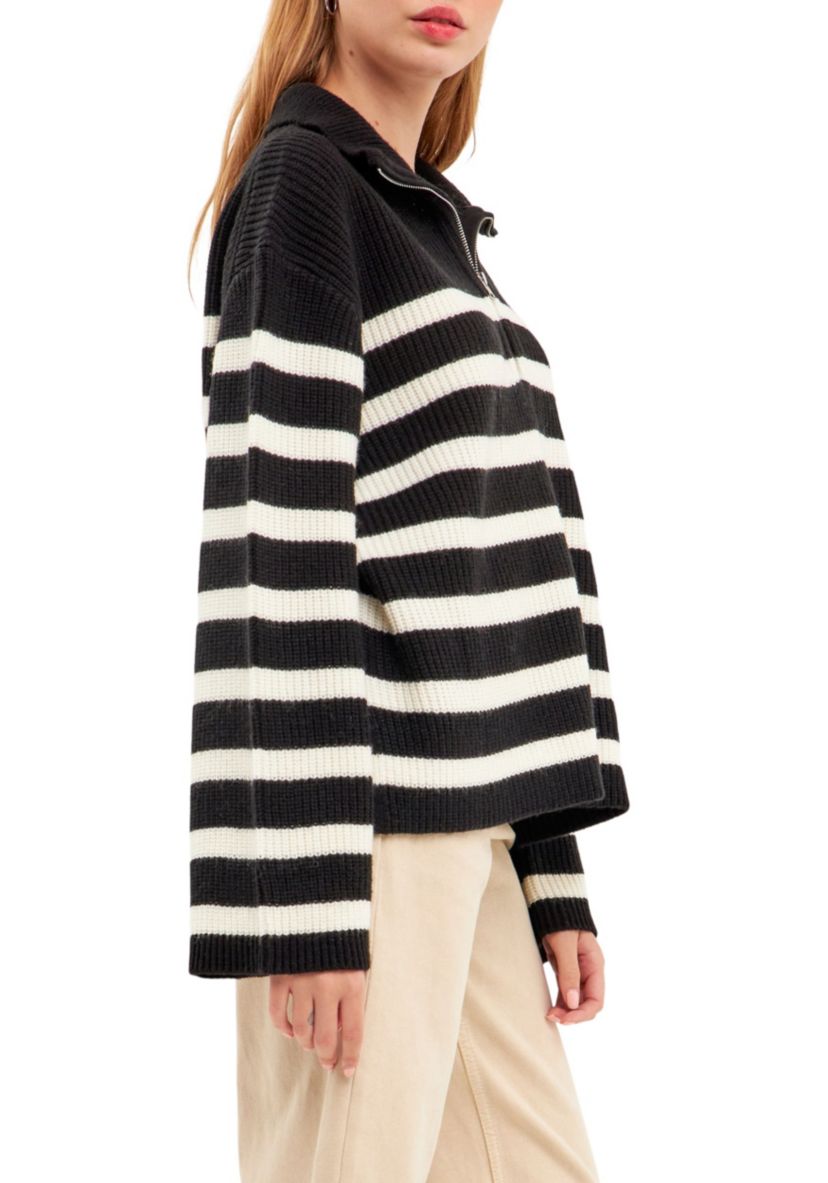 Striped Half-Zip Sweater