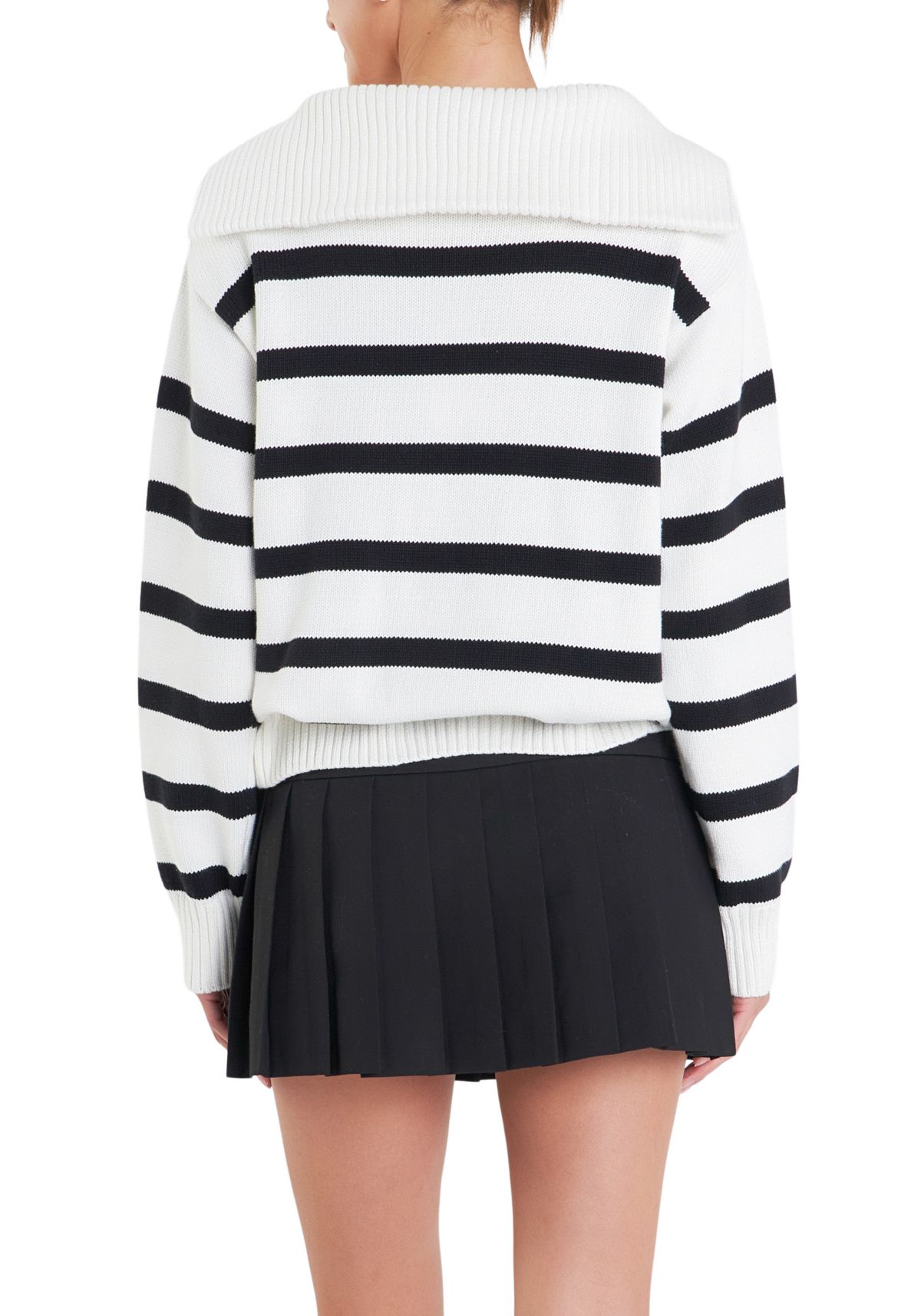 Striped Knit Zip Pullover
