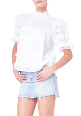Short Sleeve Lace Babydoll Top