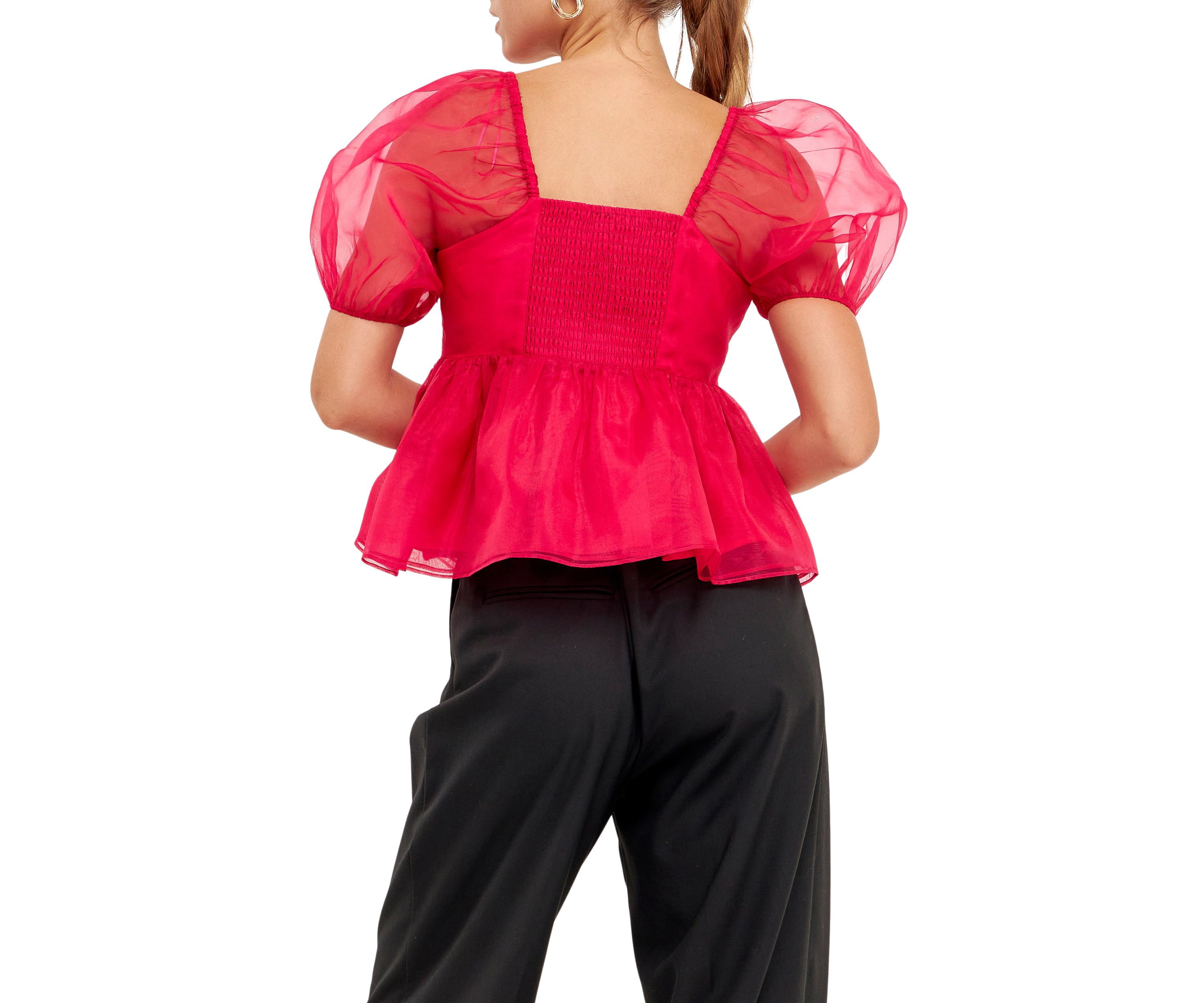 Solid Organza Baby Doll Top