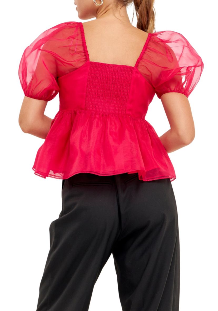 Solid Organza Baby Doll Top