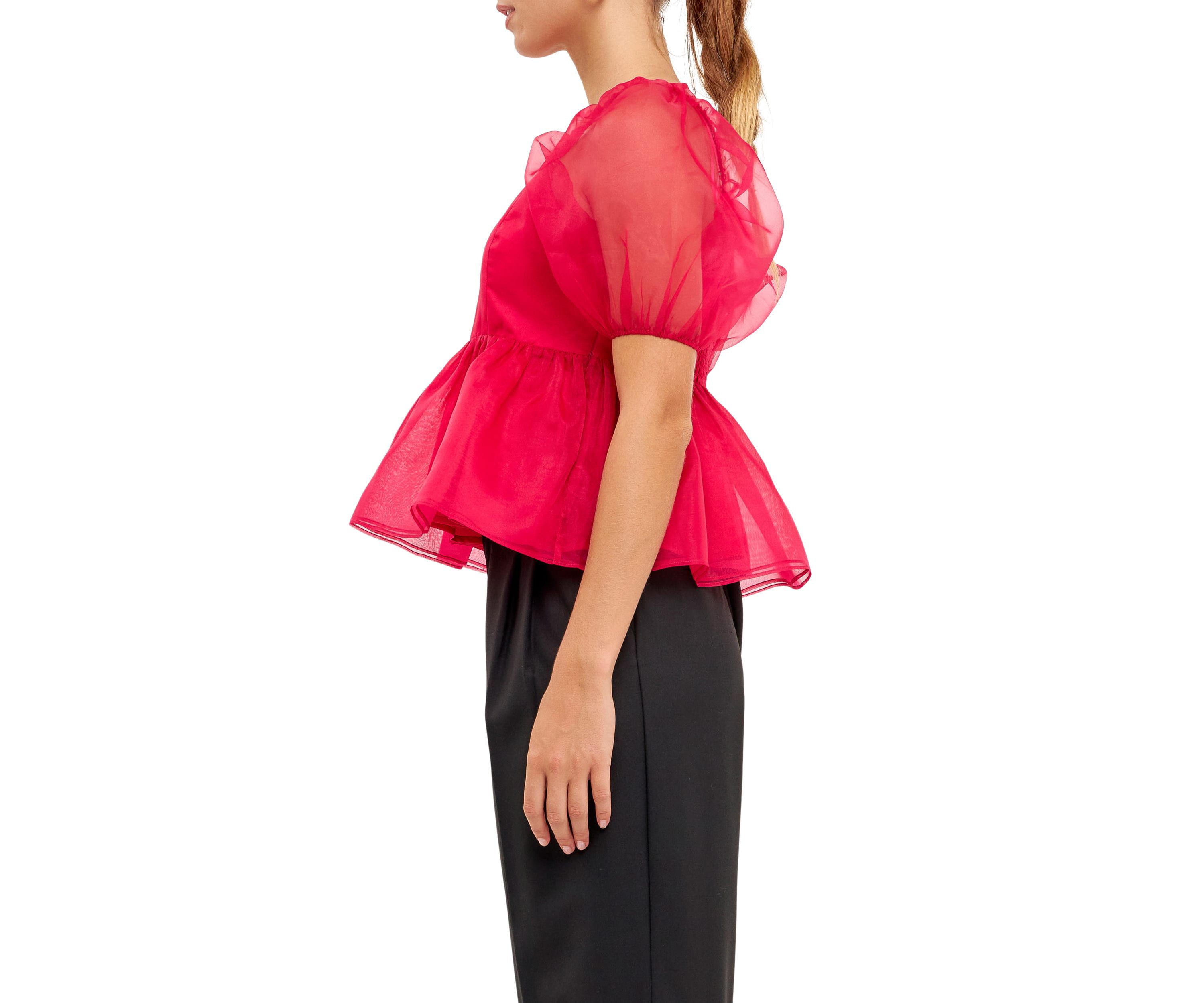 Solid Organza Baby Doll Top