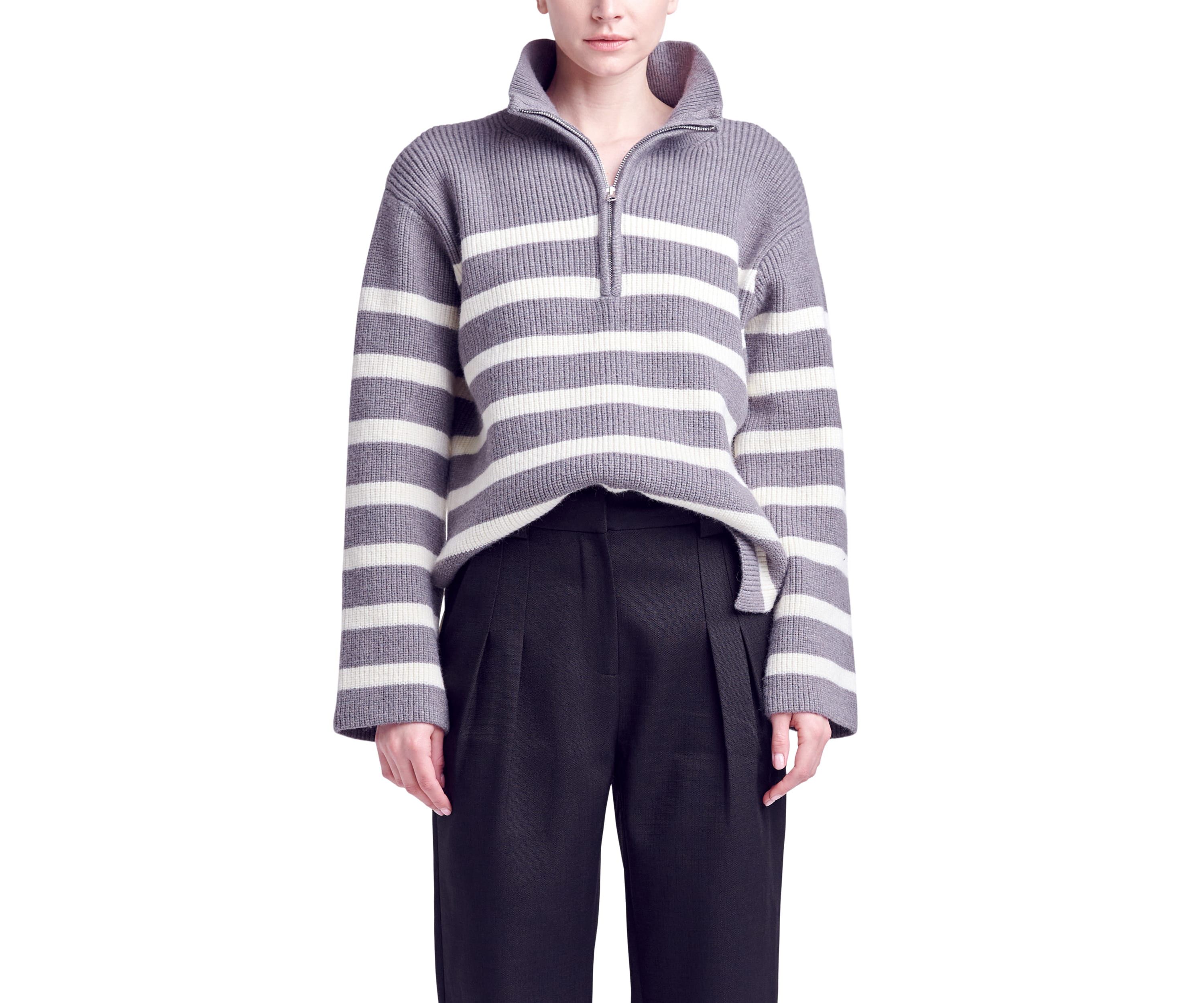 Striped Half-Zip Sweater