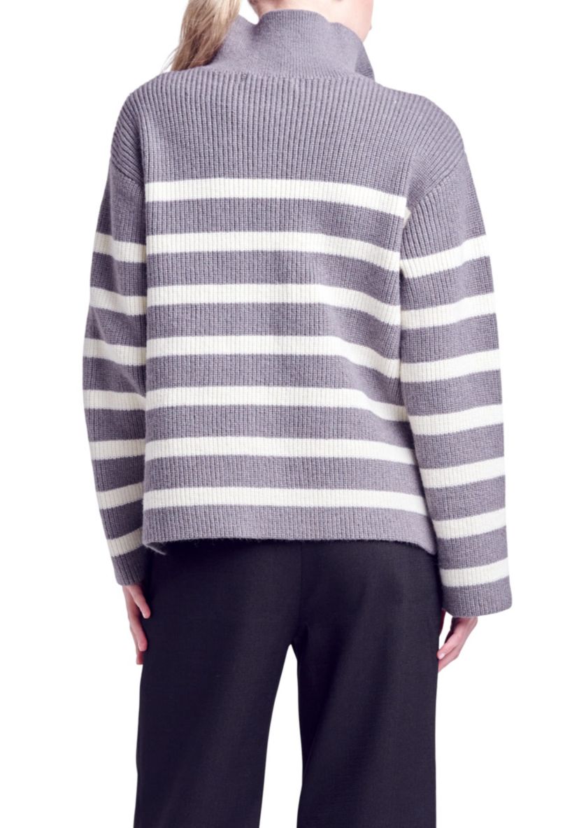 Striped Half-Zip Sweater