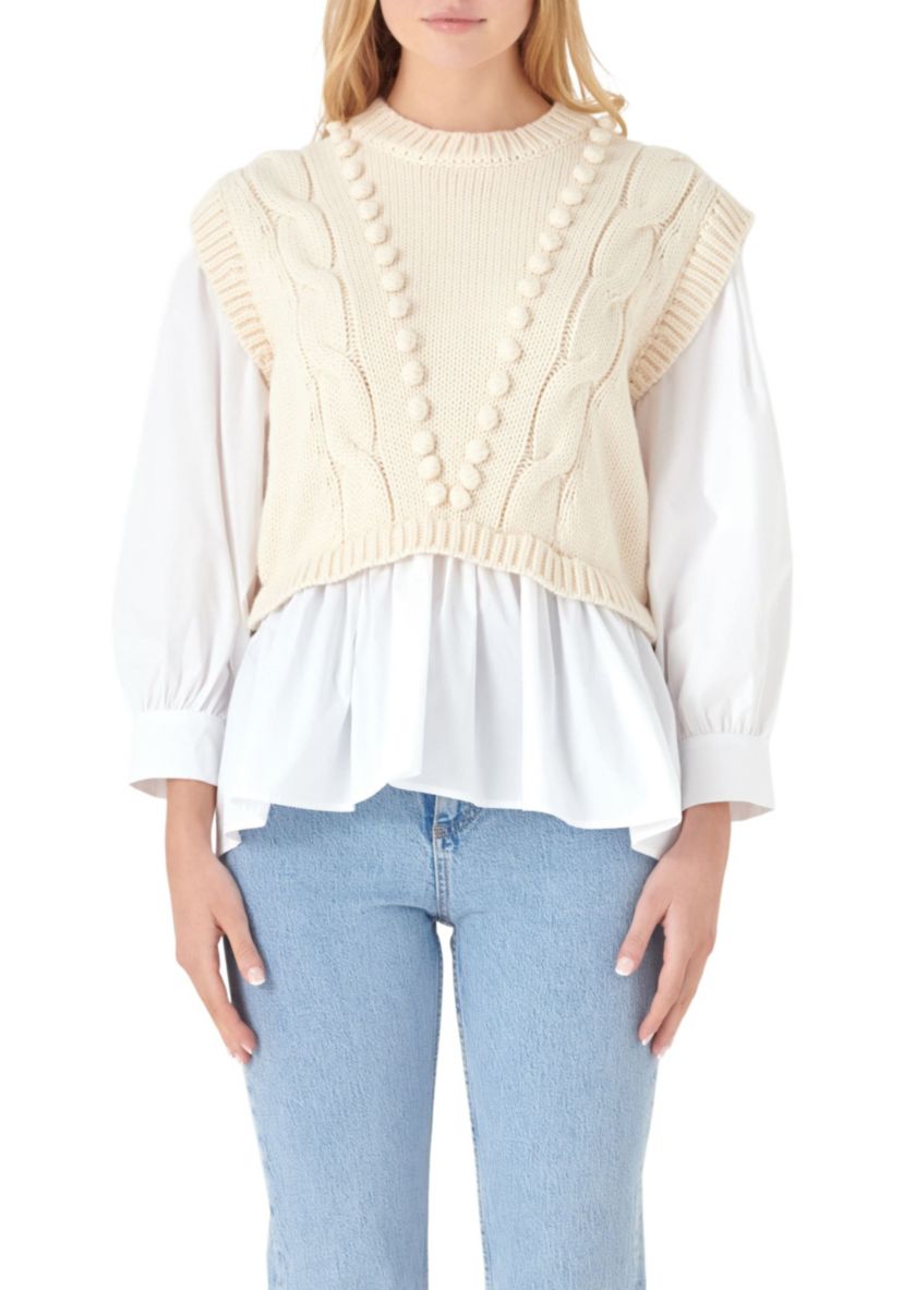 Mixed Media Cable Sweater