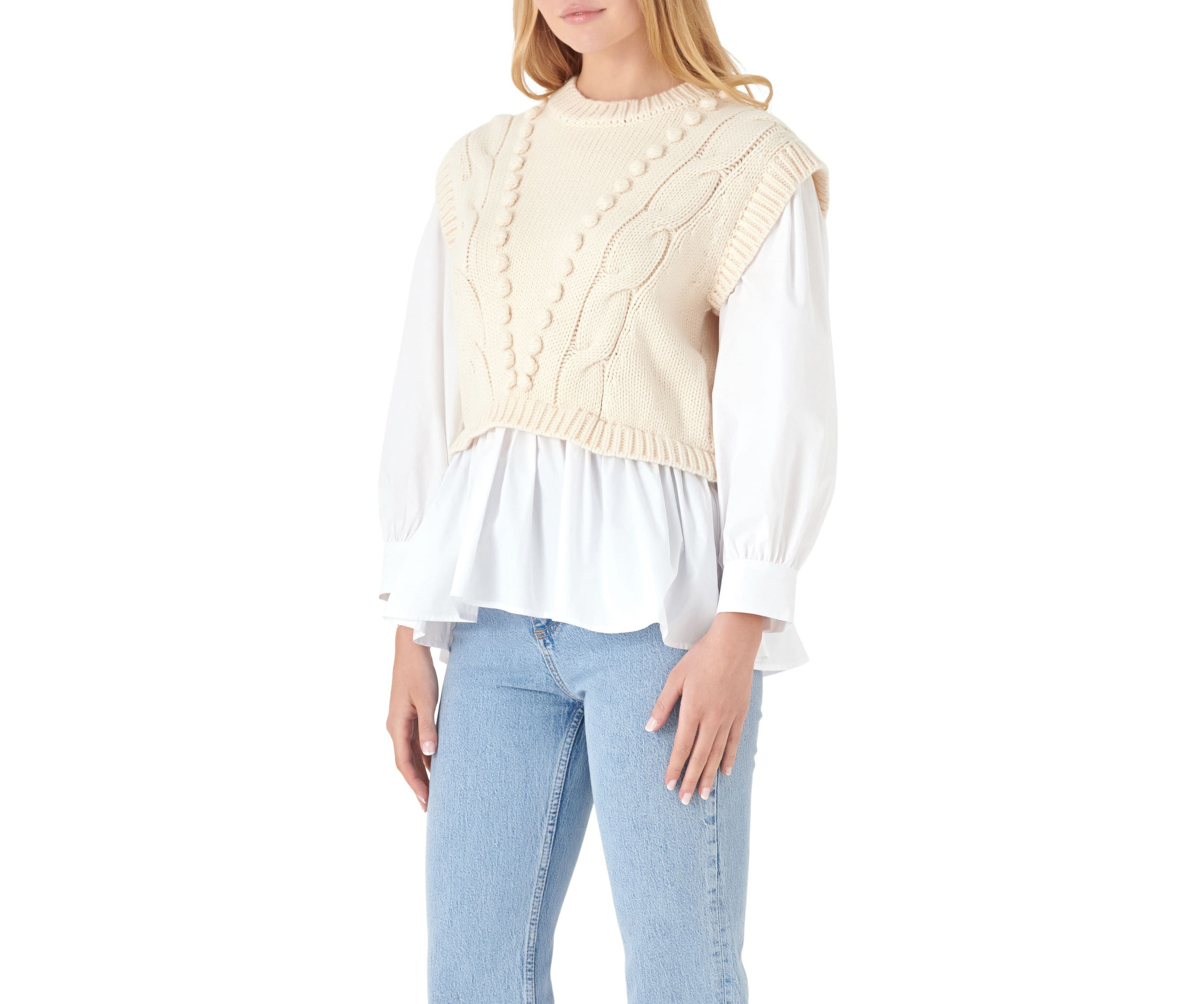 Mixed Media Cable Sweater