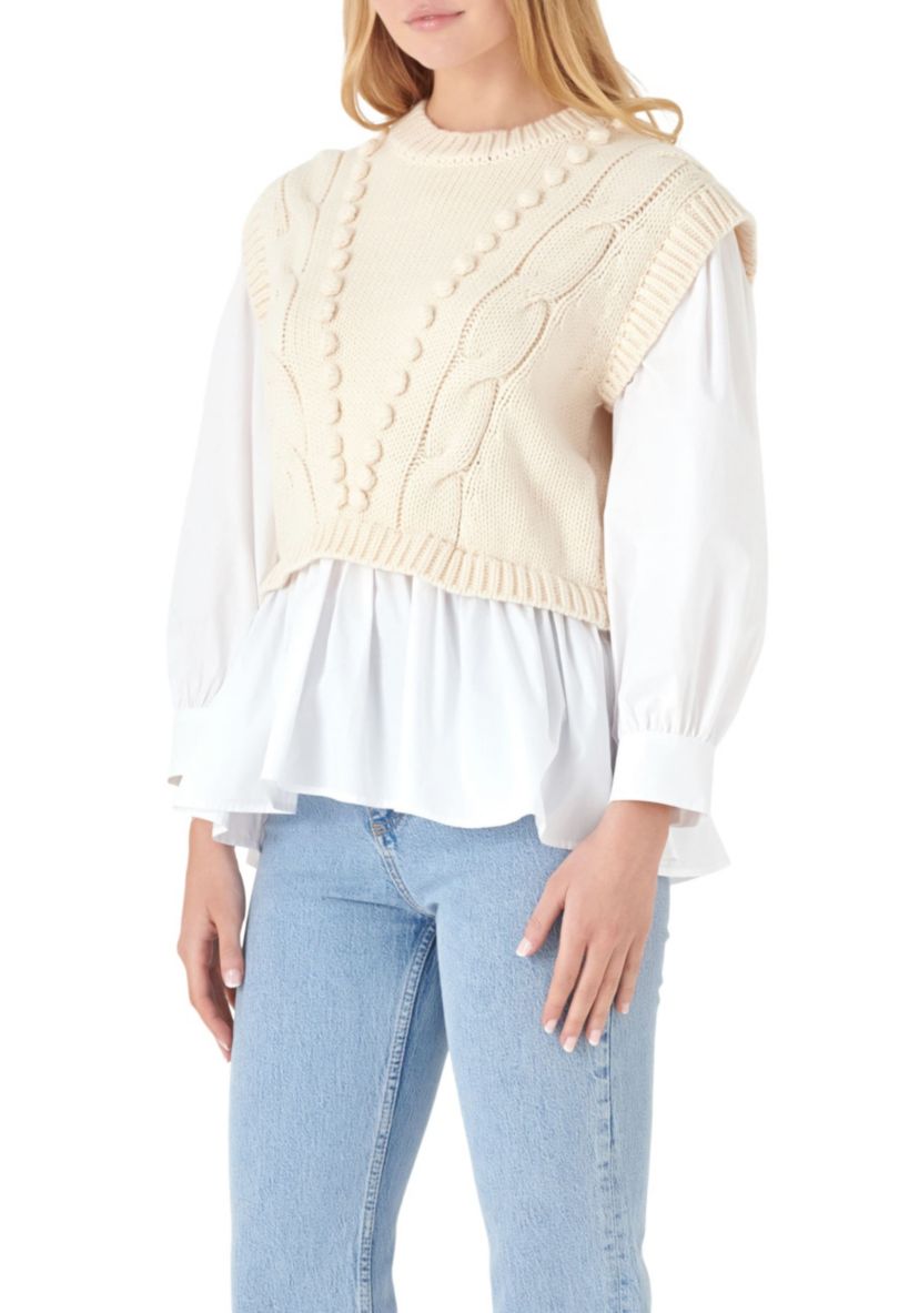 Mixed Media Cable Sweater