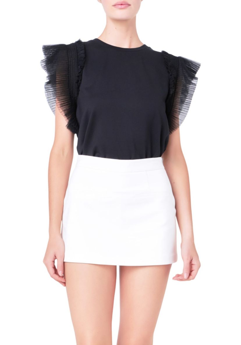Tulle Ruffle Knit Top