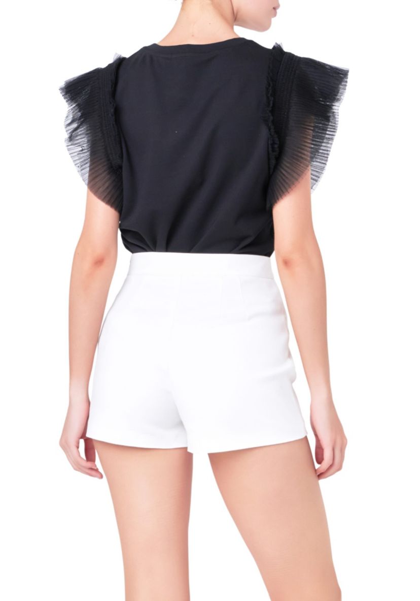 Tulle Ruffle Knit Top