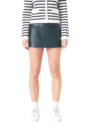 ENGLISH FACTORY Women's Pu Skorts, Teal, Large