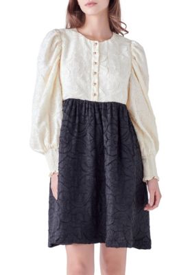 ENGLISH FACTORY Women's Textured Baby Doll Dress, XS