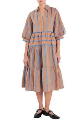 ENGLISH FACTORY Striped Collared Midi Dress belk