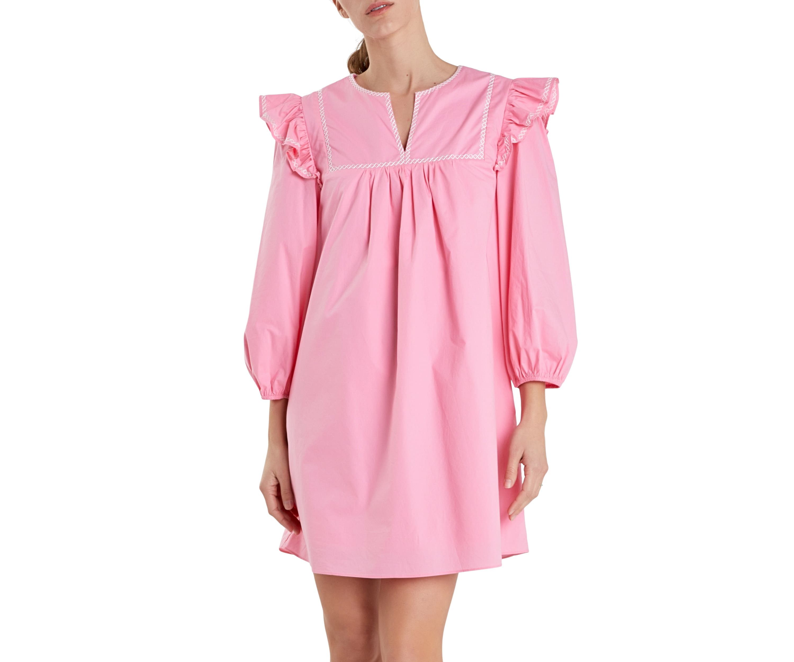 Contrast Embroidery Mini Dress