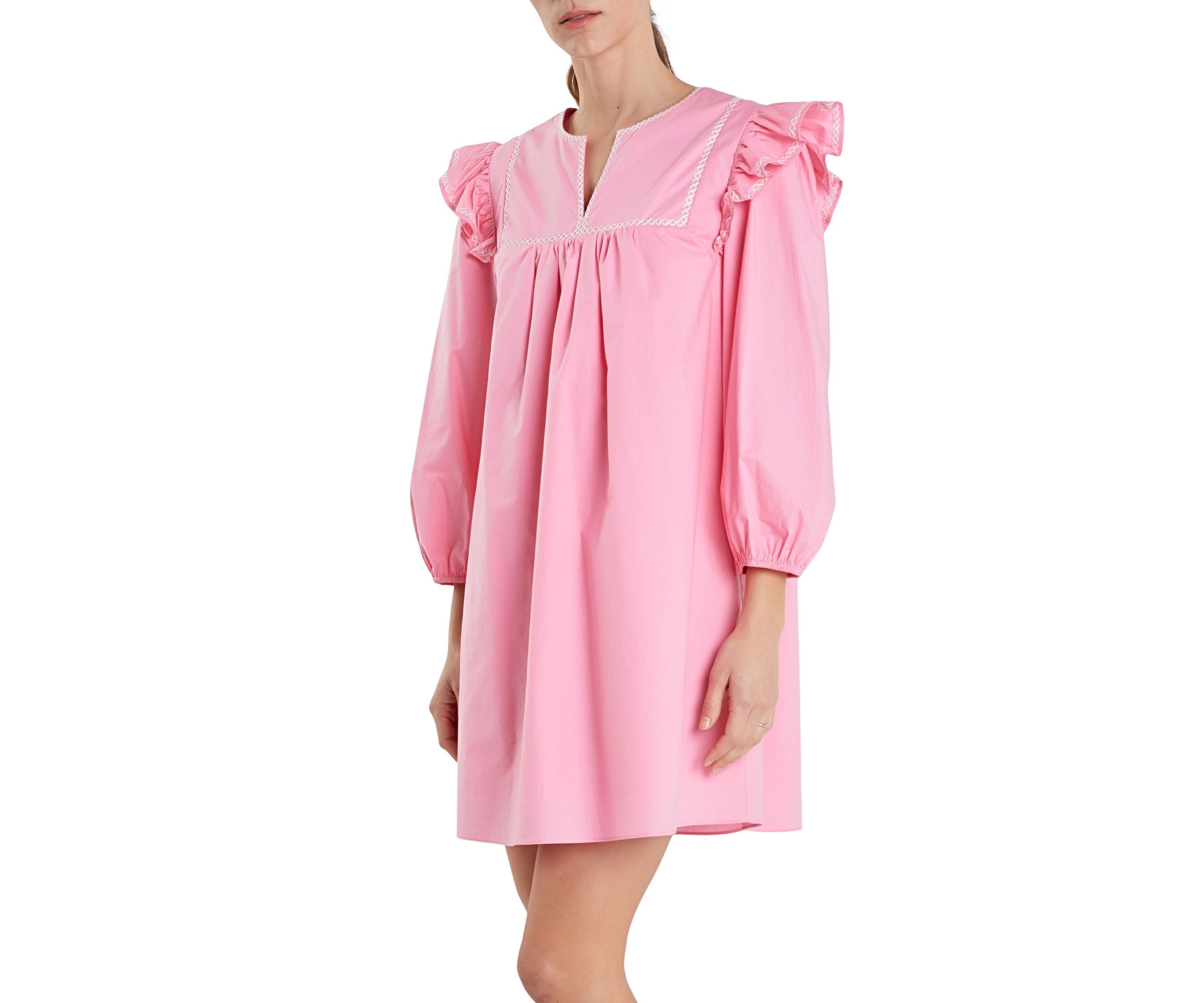 Contrast Embroidery Mini Dress