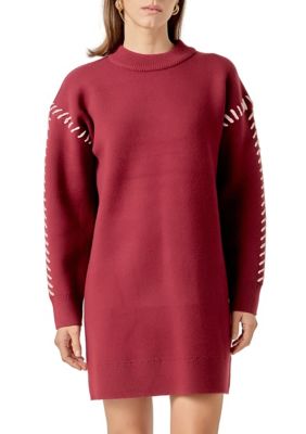 ENGLISH FACTORY Women's Whip Stitched Knit Mini Dress, Small