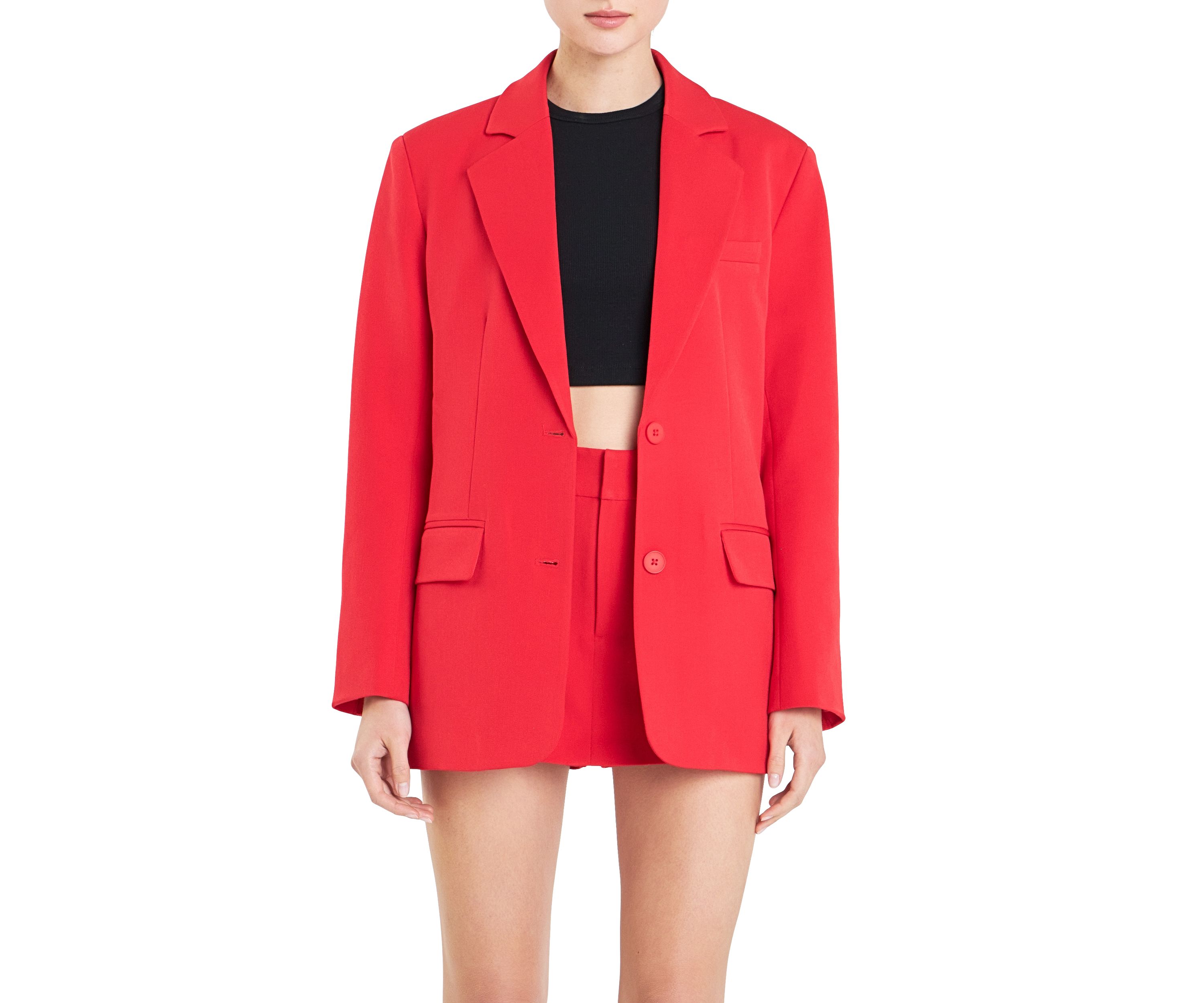 Oversized Notched Collar Blazer