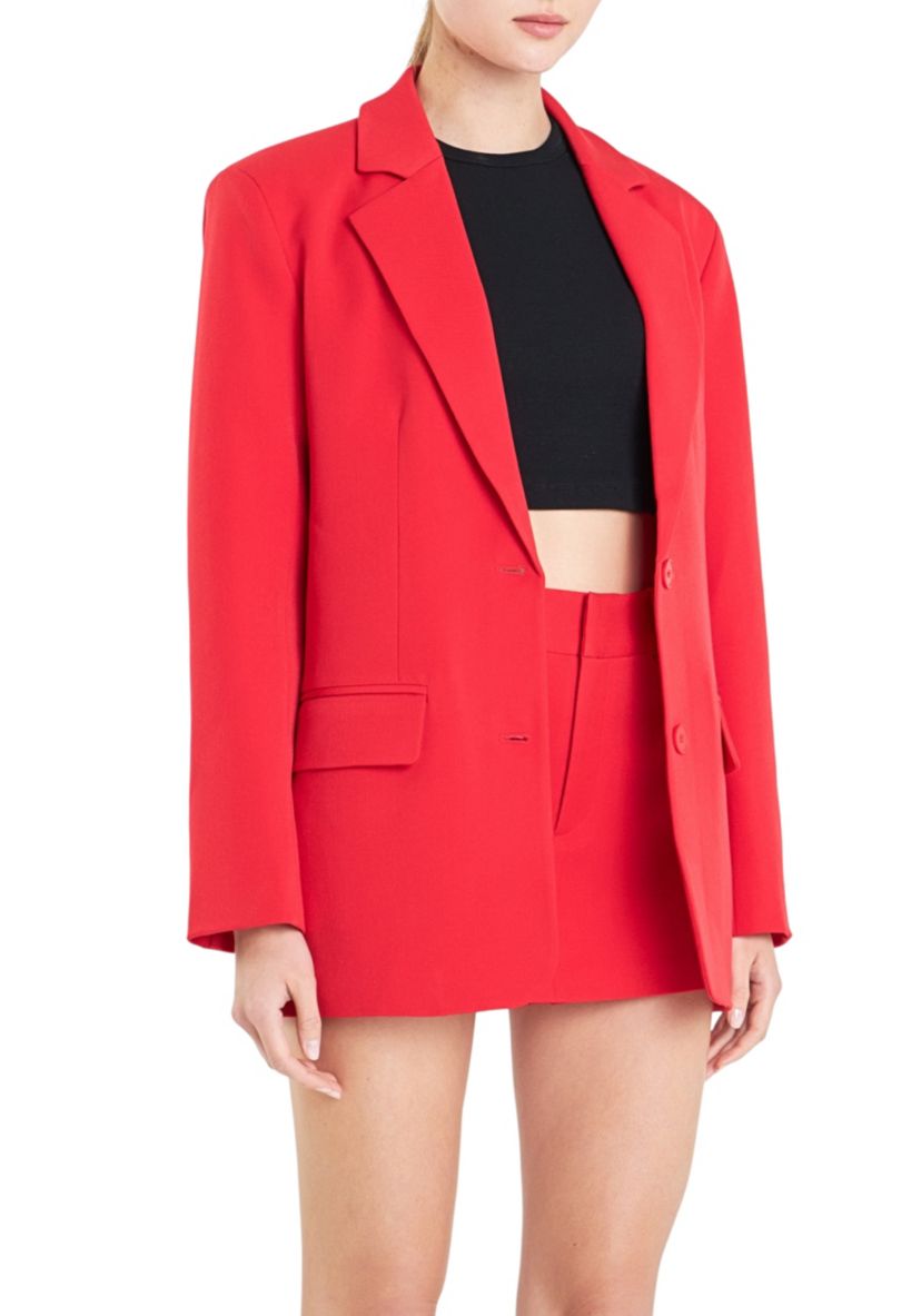 Oversized Notched Collar Blazer