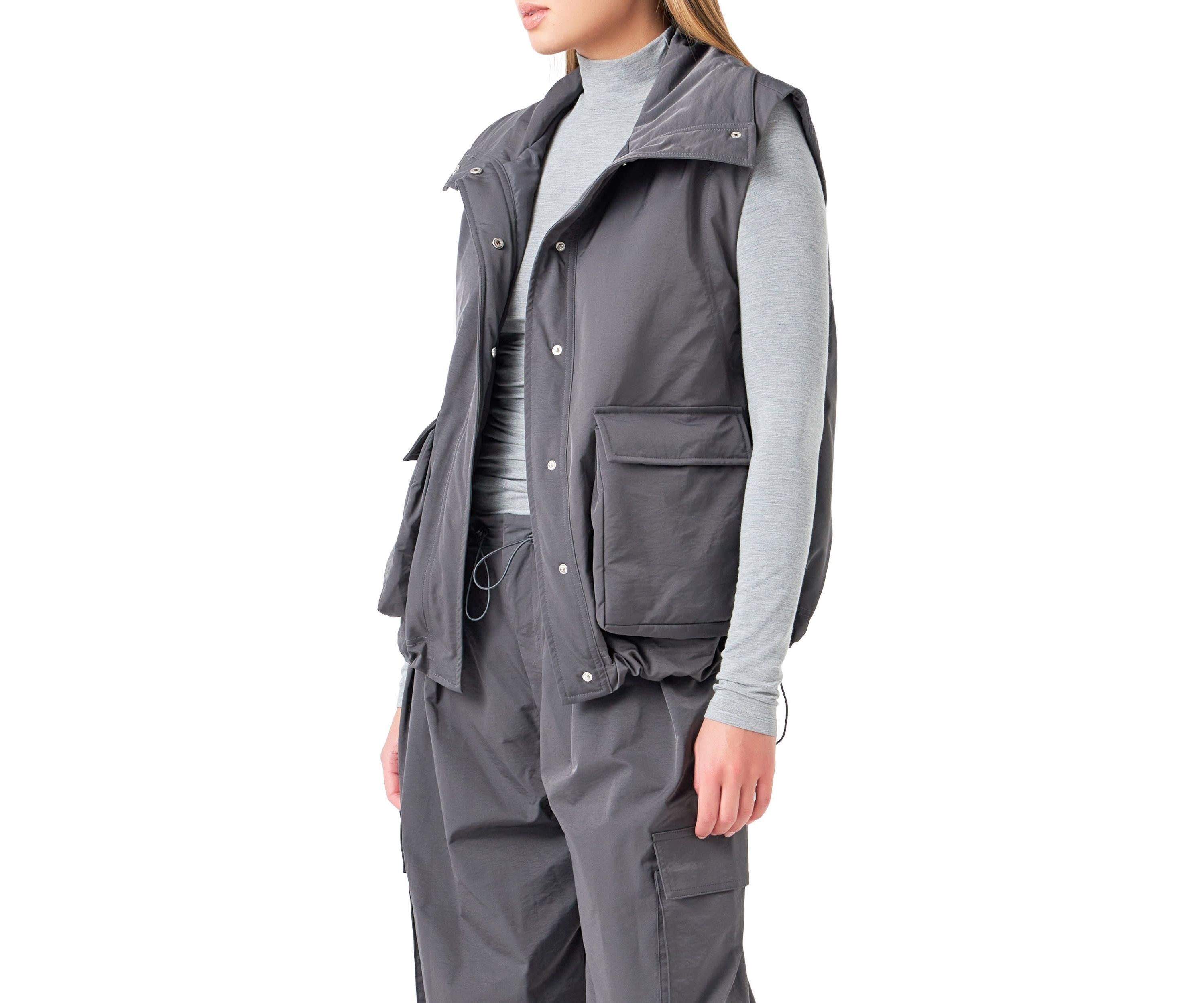 Snap Button Boxy Vest