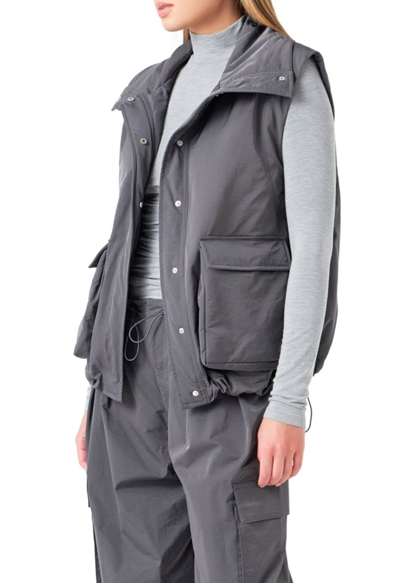 Snap Button Boxy Vest